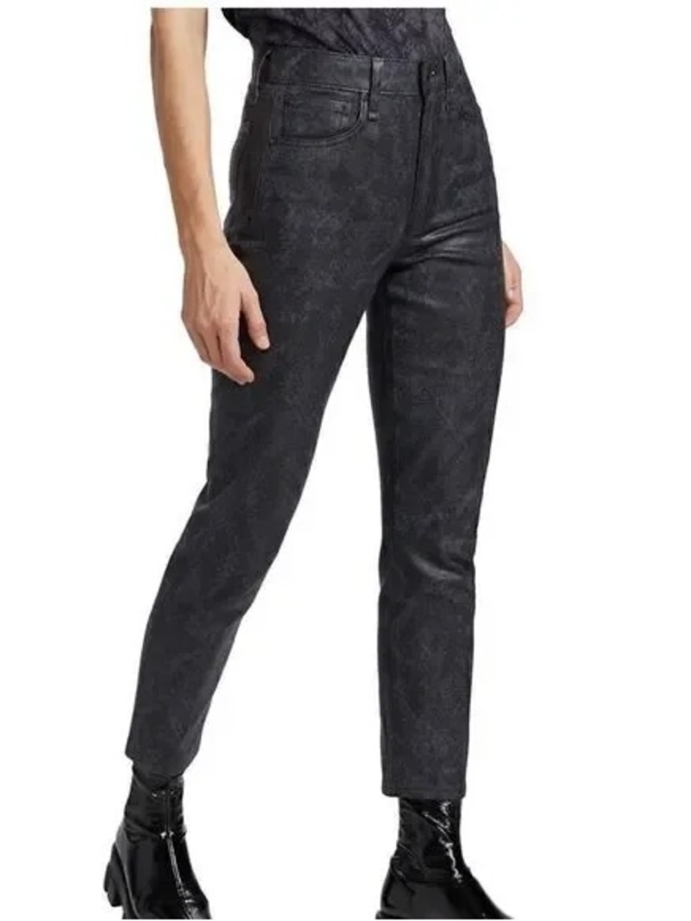 Rag & Bone - Nina Ankle High Rise Slim Fit Black Snake Print - Size 27